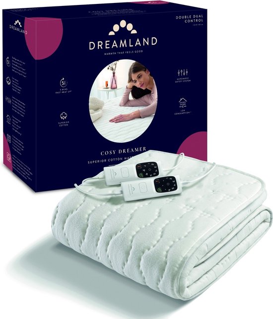 Dreamland 26056 - Elektrische deken - 2-persoons onderdeken - 150x160 cm - Wit