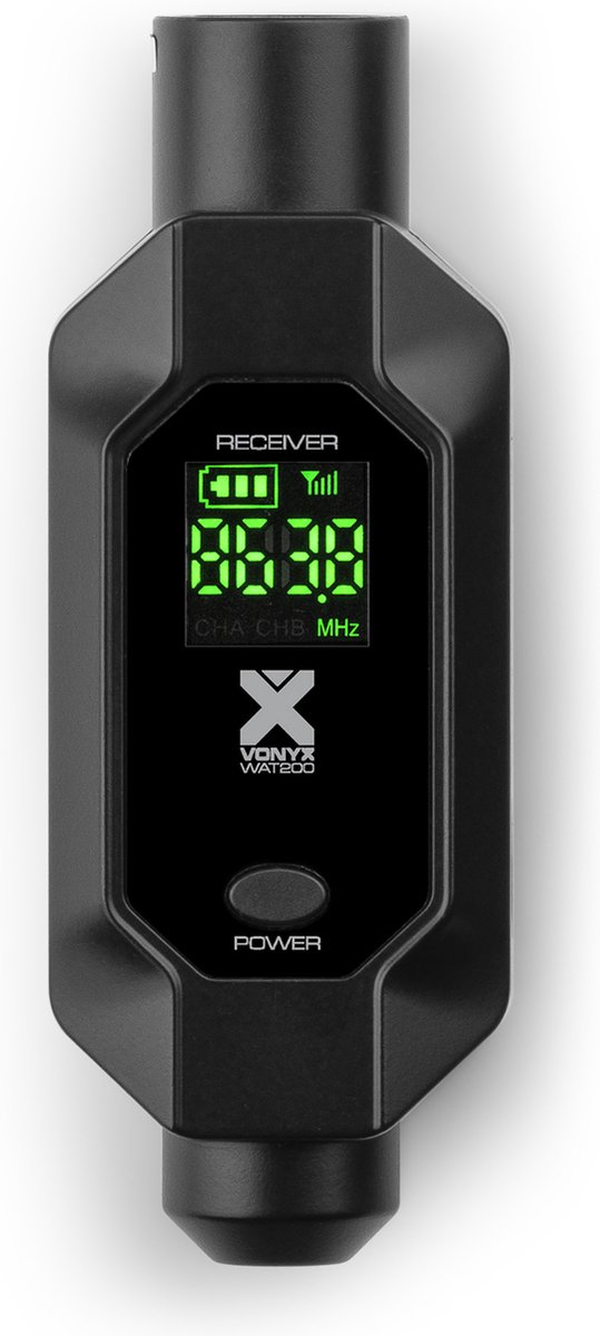 Vonyx WAT200R draadloze ontvanger voor microfoon - snap-on XLR adapter - UHF
