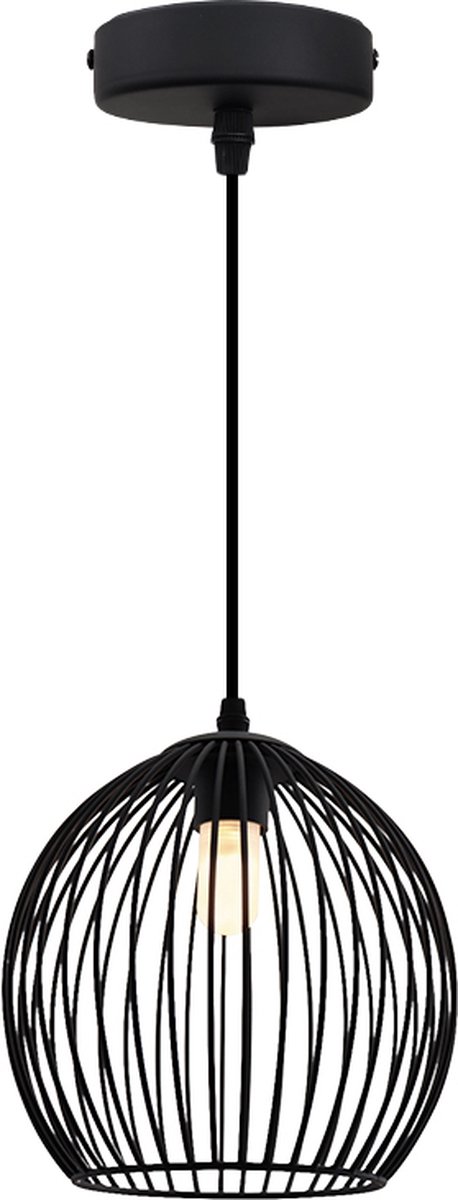 Olucia - WIRO - Badkamer Hanglamp - Zwart - Geschikt voor Badkamer - Vorm: Bol