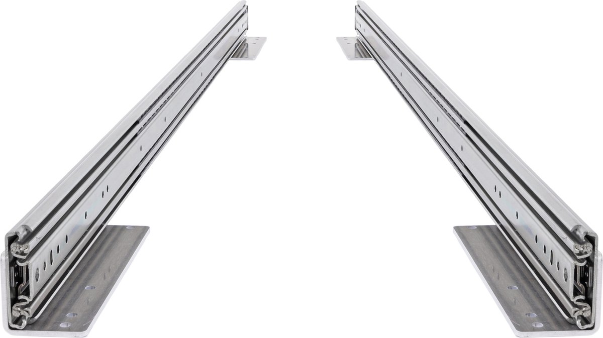 Set ladegeleiders + haakse vloermontage 100 cm 40" volledig uitschuiven 250 kg belastbaar heavyduty lade rails aluminium lage lichte beugels 1000mm 40inch voor bedrijfswagen