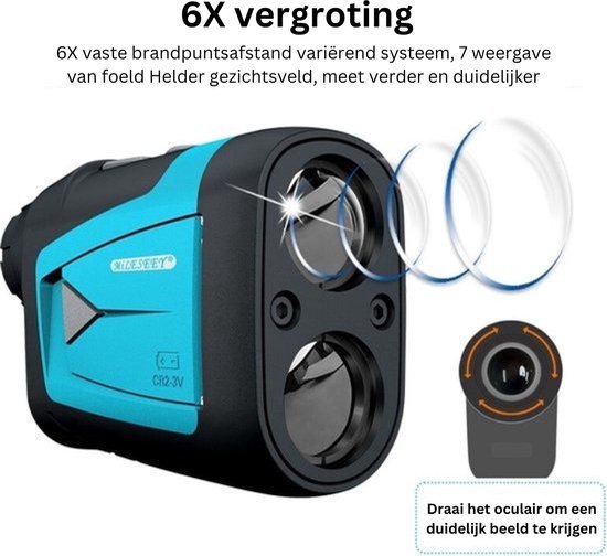 Thuys – Professionele Golf Rangefinder – Golf Laser Afstandsmeter – Multifunctioneel – 2000M Bereik – Blauw — afbeelding 2