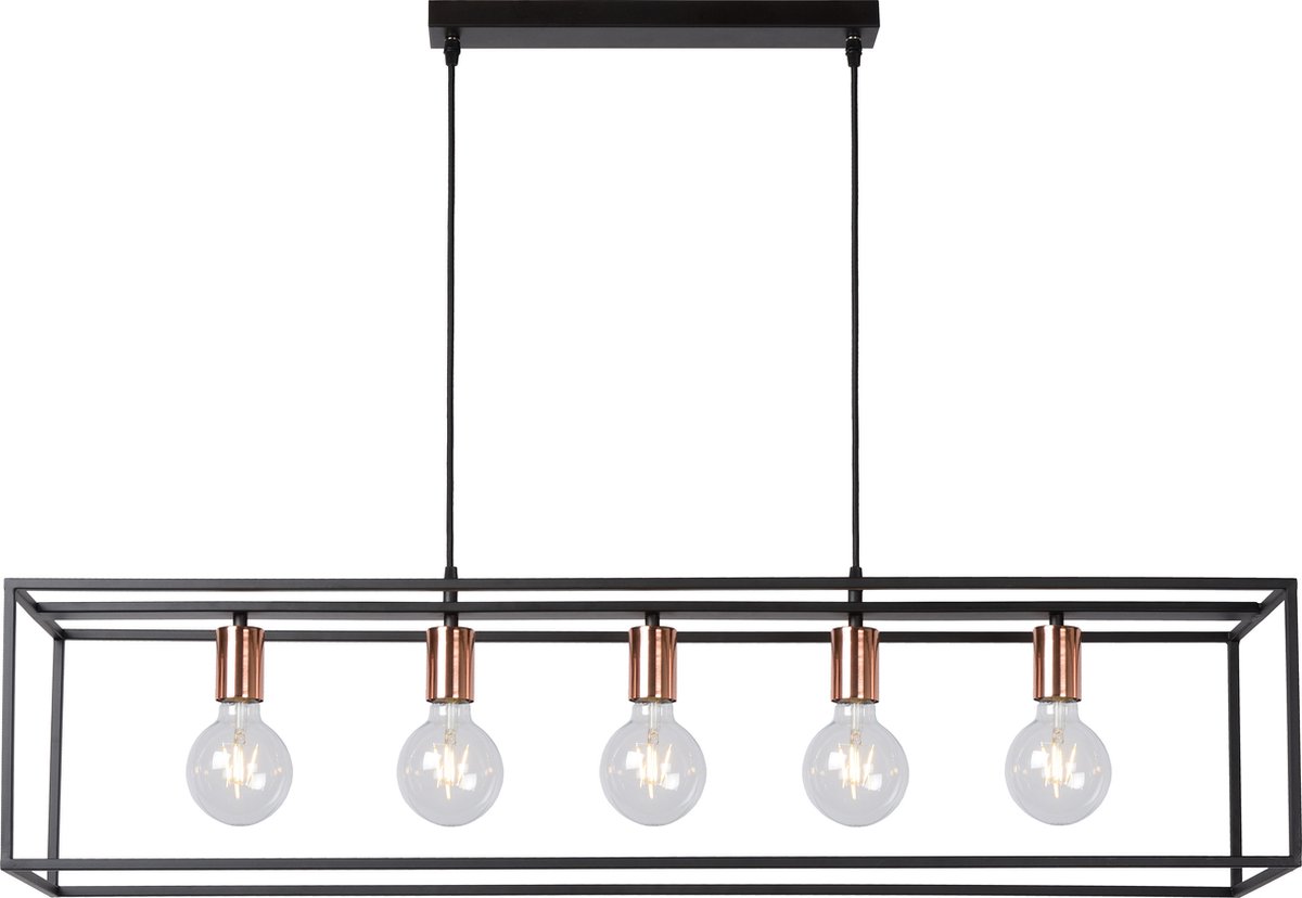 Bol.com Lucide ARTHUR - Hanglamp - 5xE27 - Zwart aanbieding
