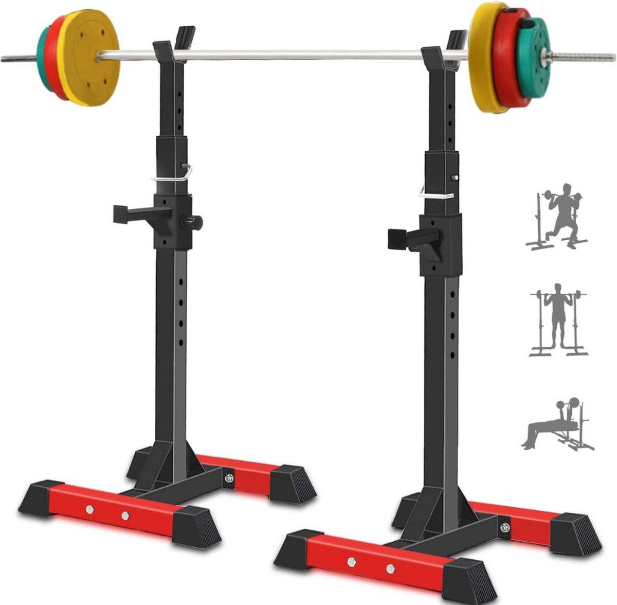 Squat Rack - Power Rack - Haltersteunen - Squat - Halterstandaard - Power Rack Krachtstation - Squatrek - Krachtstations - Bench Press - Home Gym - Home Gym Krachtstation - 6 Verstelbare Hoogtes - Antislip Voetsteunen - Beginners & Gevorderden thumbnail 2