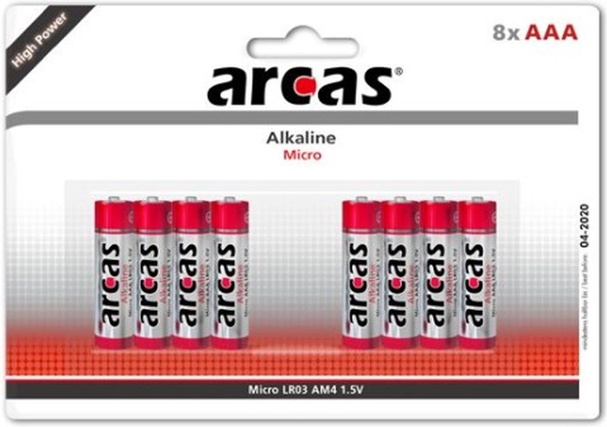 Arcas AAA Alkaline batterijen - 8 pack