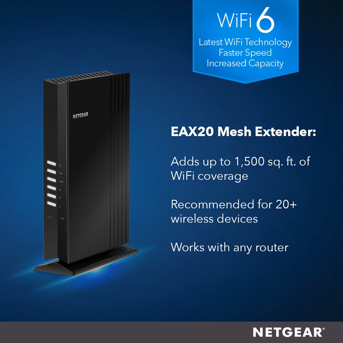 Afbeelding 3 van NETGEAR Nighthawk EAX20 - WiFi Versterker- 1800 Mbps- Zwart
