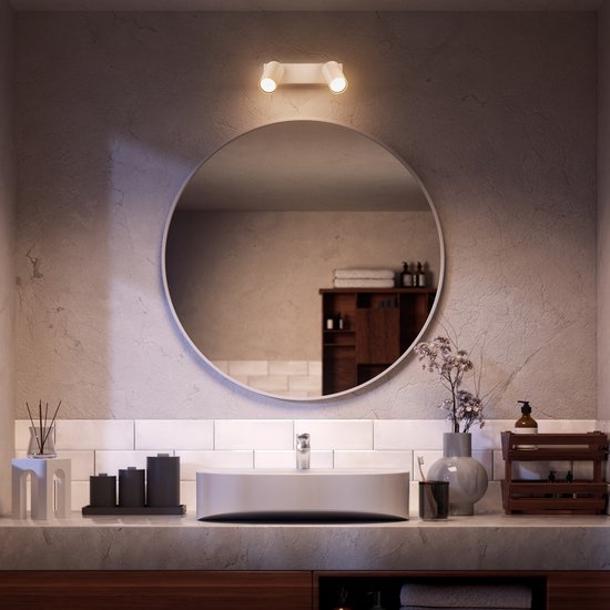 Spot en saillie Philips Idris - Pour salle de bain - IP44 - Wit - 2 points lumineux - Spots en Opbouw - Incl. Philips Hue White Ambiance GU10 et variateur