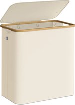 Bol.com Zolaro Wasmand 3 vakken - Beige - Wassorteerder bamboe - Laundry basket - Wasmand met deksel - 148L aanbieding