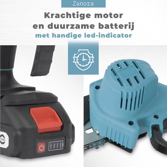 Zanora® Garden - Mini Kettingzaag - 15 cm Zaagblad - 2 Accu’s - 21V - Incl. 5 Kettingen van Merkloos	 — afbeelding 3