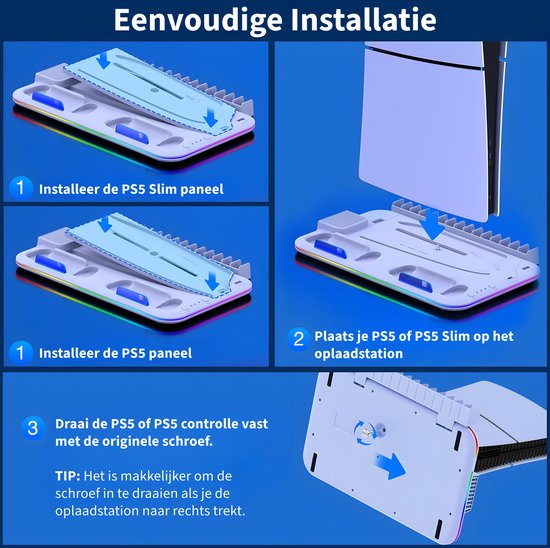 Support de console – Convient pour chargeur de contrôleur de station de charge Playstation 5 – Accessoires de vêtements pour bébé – Station d'accueil – Convient pour Sony PlayStation 5, PS5, Slim, Digital, Disc – Station de charge – Wit