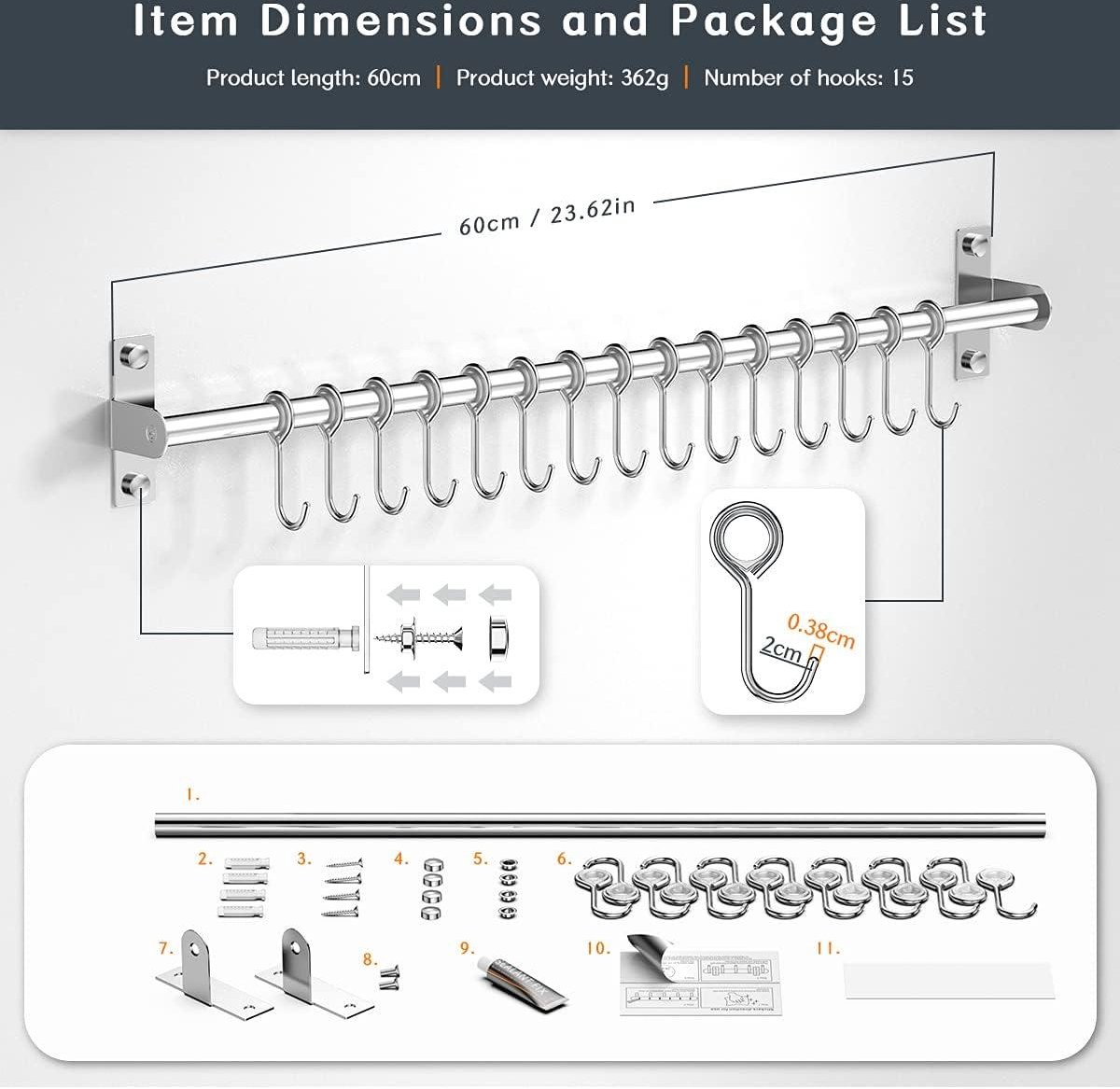 Rail Rack Organizer Zelfklevend Keukengerei Rek Aluminium