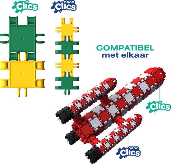 Nano Clics – Transport Builders 250 Piece Set – 5 in 1 Bouwblokken – SPEELGOED Gemaakt Van 100% RECYCLED Plastic – Speelgoed 8, 9, 10, 11, 12 jaar – Constructie Speelgoed