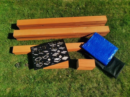 Bac à sable en bois avec banc, toit imprégné, 150 cm, bleu foncé
