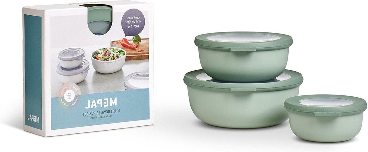 3-delige Multikom Cirqula set - 350ml 750ml 1250ml - Nordic sage diepvriesdozen
