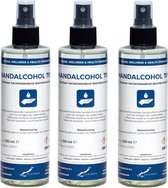 Handalcohol spray 70% - 250 ml met luxe zwarte verstuiver dop - set van 3 stuks