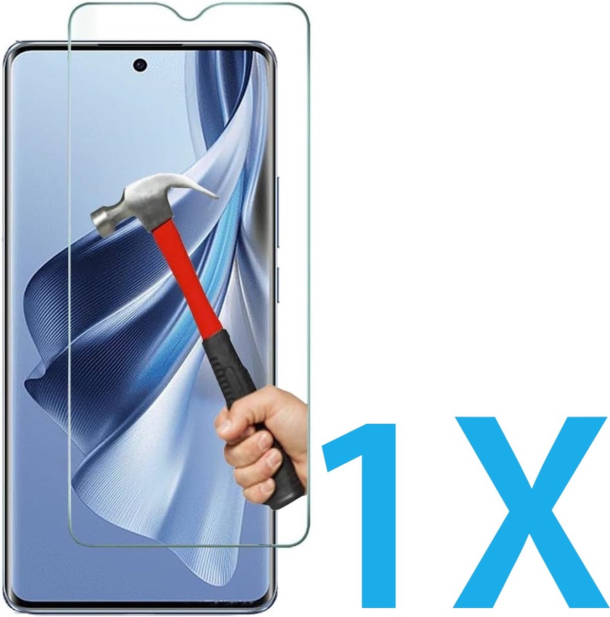 Glasplaatje Geschikt voor: OPPO Reno 10 - 1x Screenprotector - screen protector - glas - bescherm - beschermglas
