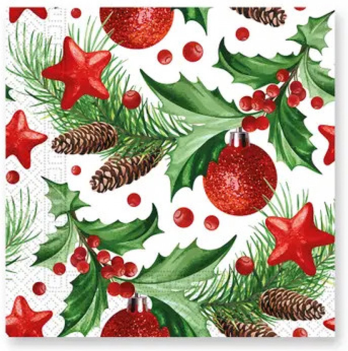 Kerst servetten Dennenappels - Kerstservet - 2 x 20 stuks, 33x33 cm