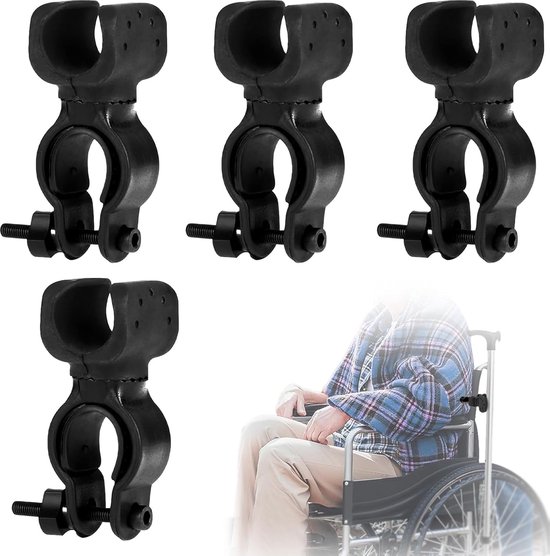 Foto: Stokhouder krukhouder 4 stuks voor scootmobiel rolstoel fiets rollator crutch holder stick holder walking stick holder universele krukken stokbeugel voor krukken voor mobiliteitsscooter aandrijfrollator rolstoel elektrische step