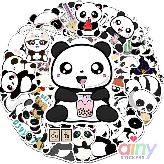 Foto: Ainy panda dieren stickers 50 stuks voor bullet journal fotoalbum wenskaarten laptop telefoon waterfles scrapbook ook geschikt als muursticker geschenksticker skateboard knutselen stickervellen voor kinderen volwassenen