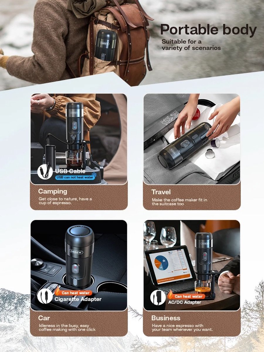 Draagbare Espressomachine, USB-oplaadbaar Koffiezetapparaat Automatisch Reiskoffiezetapparaat 15 Bar Druk Draadloze Koffiebrouwer voor Thuis Op Reis Camping Kantoor (Amerikaanse