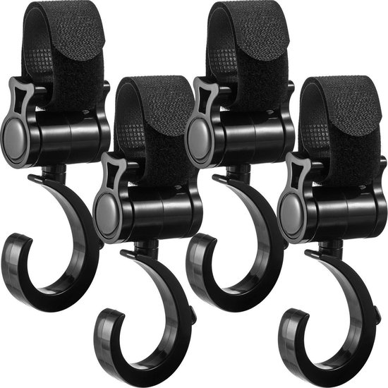 Kinderwagen Haakjes - 4 stuks - Boodschappentassen ophangen - Buggy Clipjes - Tassenhaak - Kinderwagen Tassenhaak - Buggy Haak - Voor boodschappentas, speelgoed, luiertas, winterdeken, kinderwagenaccessoires