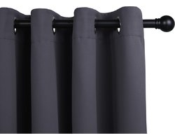 LIFA LIVING Gordijn - Grijs - Verduisterend & Geluidswerend - Gordijnen met Ringen - 100% Polyester - 150 x 250 cm - 1 Stuk