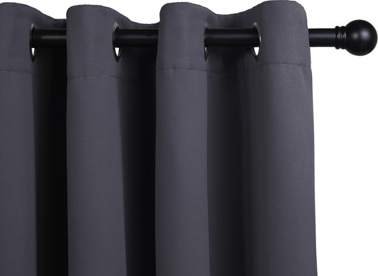 LIFA LIVING Gordijn - Grijs - Verduisterend & Geluidswerend - Gordijnen met Ringen - 100% Polyester - 150 x 250 cm - 1 Stuk