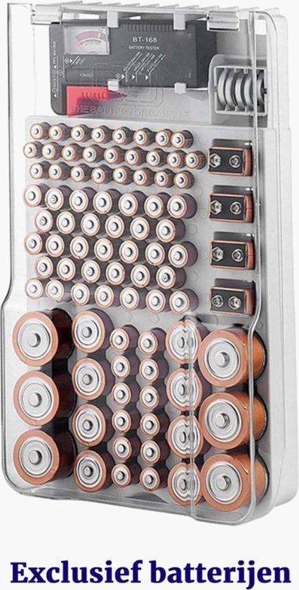 Batterij-opbergdoos, batterijen opbergorganizer tas met batterijtester. Batterijen opbergbox voor AA AAA C D 9V Lithium 3V