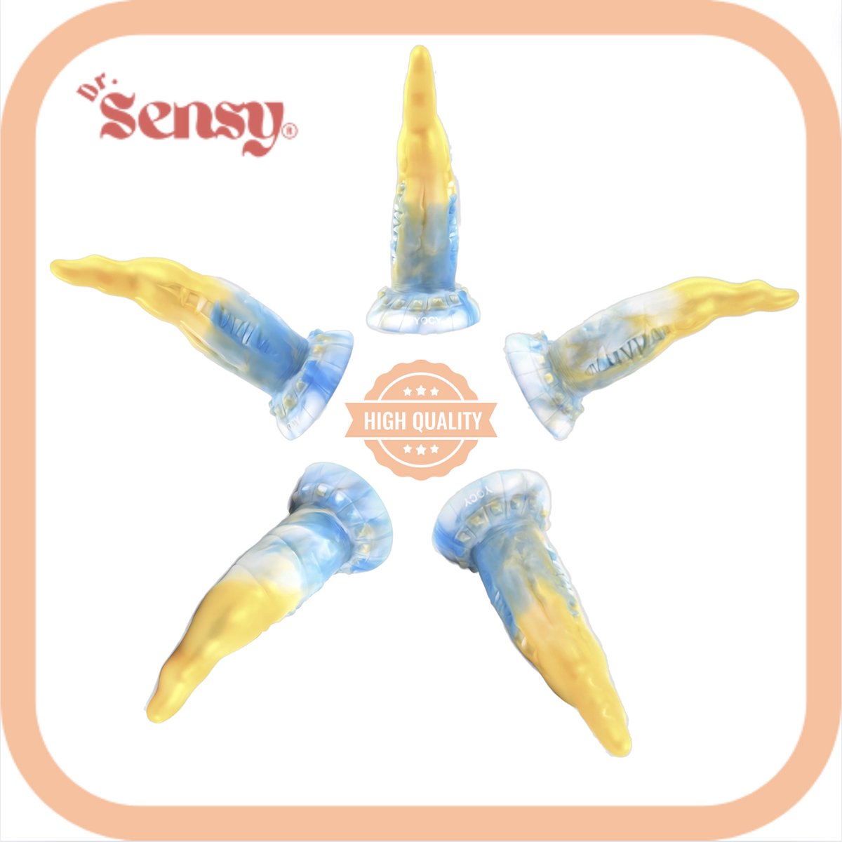 Goedkoopste Dr. Sensy Special Edition Dildo Ammut - Geel/Blauw/Wit - Dildo met Zuignap - Seksspeeltjes - 21,6cm x 5,7cm - Dildo Mannen Anaal - Dildo Vaginaal