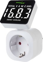 GreenBlue GB620 F - Compteur d'énergie - Wattmètre avec écran - Compteur de consommation - 16A - max. 3680W - Compteur d'électricité - Coûts énergétiques - type F - 220-240V
