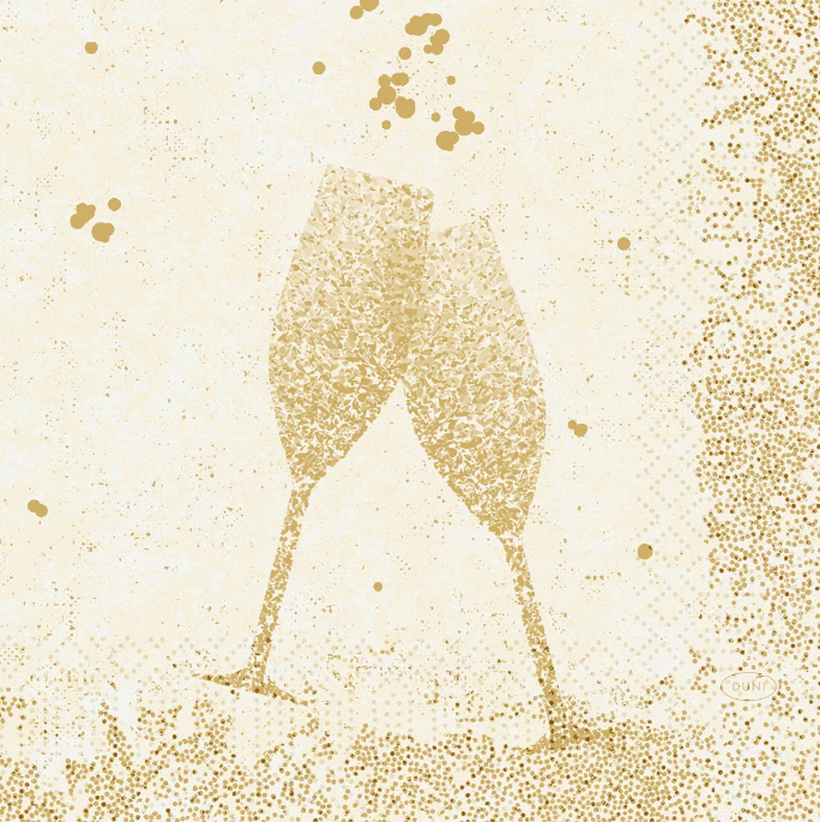 Duni servetten - goud/creme - 50 stuks - 33*33 cm - champagne glas