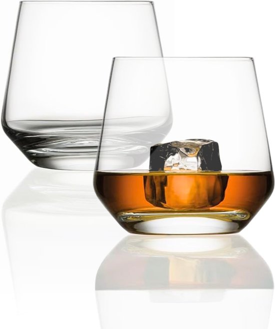 House of Husk 2 Stuks Premium Whiskey Glazen Set - Whiskeyglas - Waterglazen - Hooglans - 390 ml