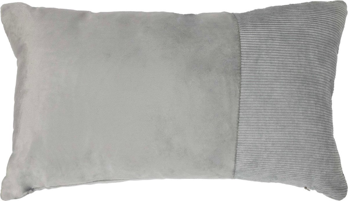 Mars & More Cushion velvet l. grey & corduroy 30 x 50 cm Grijs