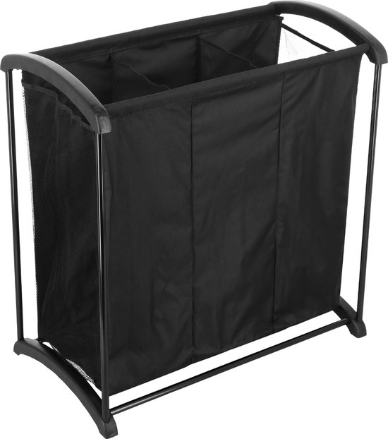 ACAZA Panier à Linge - Trieur de Linge avec 3 Compartiments - Capacité 108 L - Sacs à linge pour Le Linge - Zwart