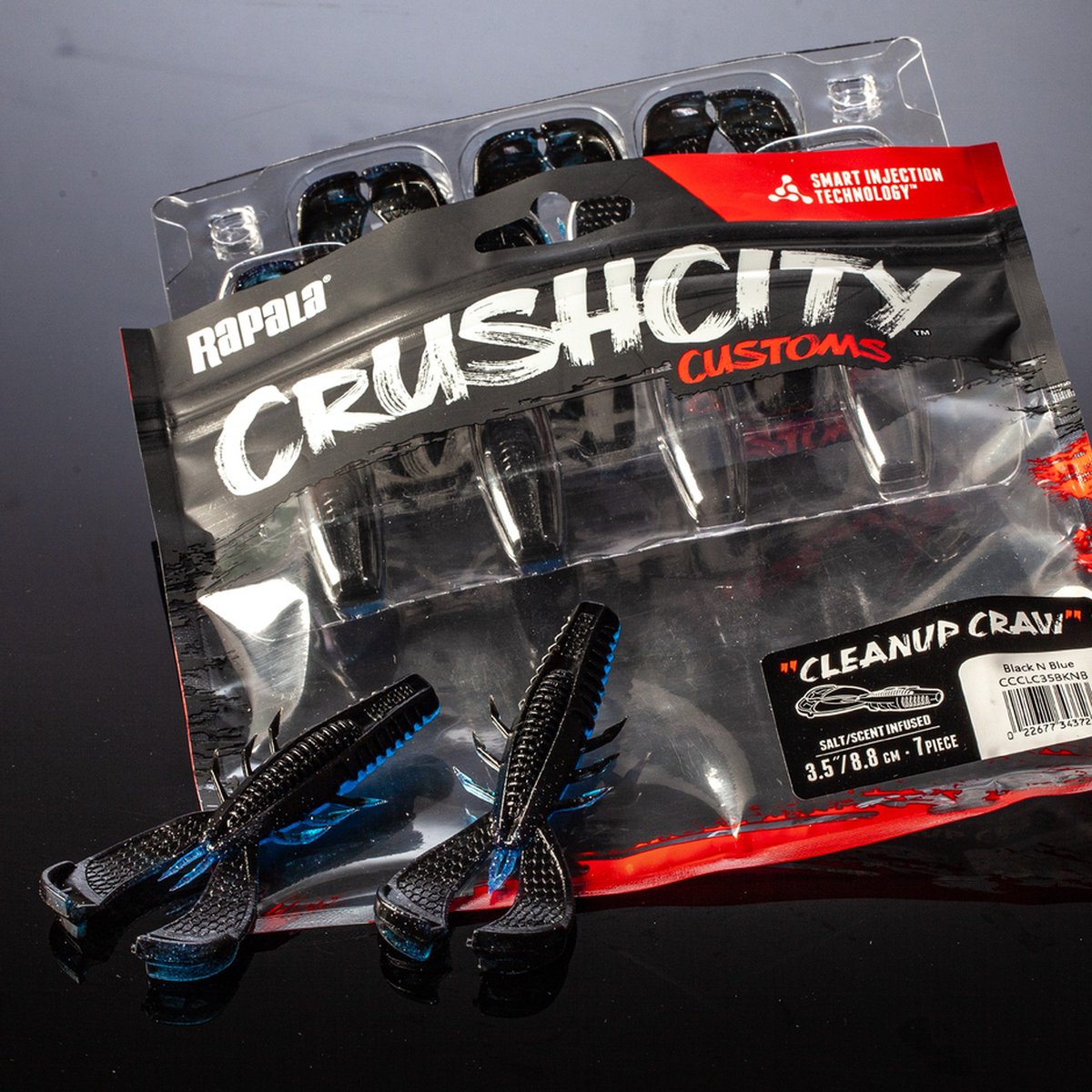 Rapala CrushCity Cleanup Craw | 9cm Green Pumpkin Blue 9cm