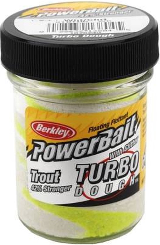 Berkley TroutBait Select Glitter Turbo - Foreldeeg - 50 gr - Wit / Lime