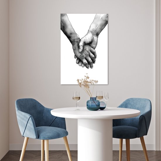 Affiche 60x90 cm - Mains - Zwart et blanc - Moderne - Art - Posters - Décoration chambre - Décoration murale salon - Décoration murale chambre