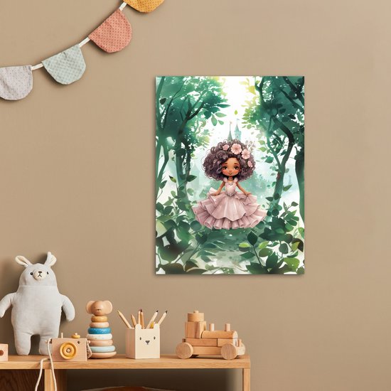 Poster 30x40 cm - Princesse - Fille - Kasteel - Contes de fées - Rose - Posters - Accessoires décoration chambre - Décoration murale chambre enfant - Décoration murale chambre bébé