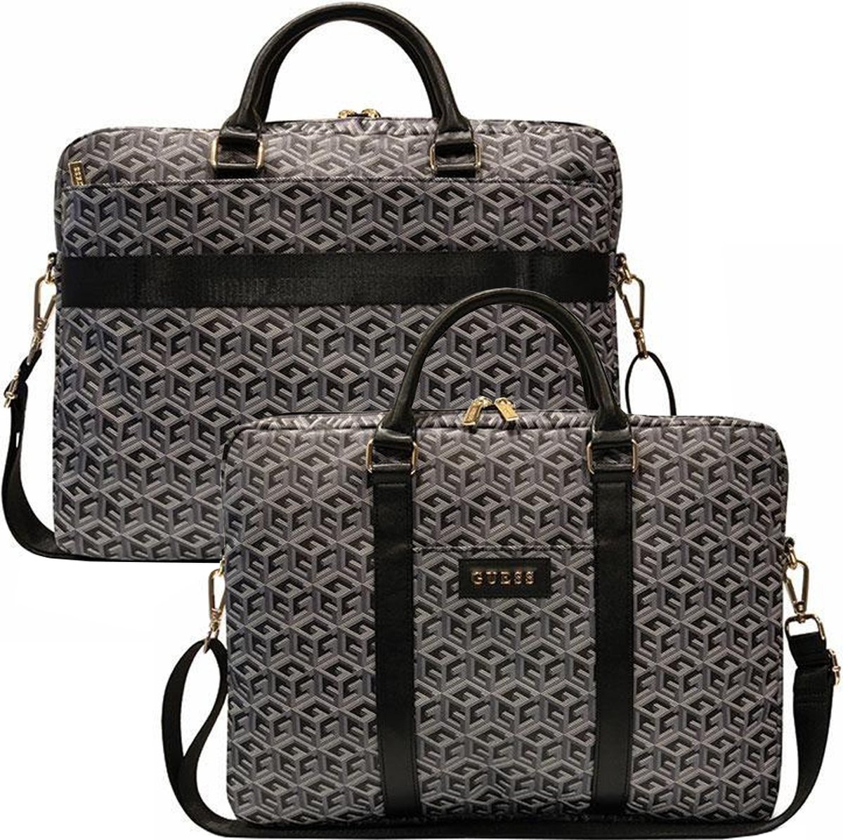 Guess G-Cube Stripes Laptoptas voor o.a. Notebooks (16 Inch) - Zwart