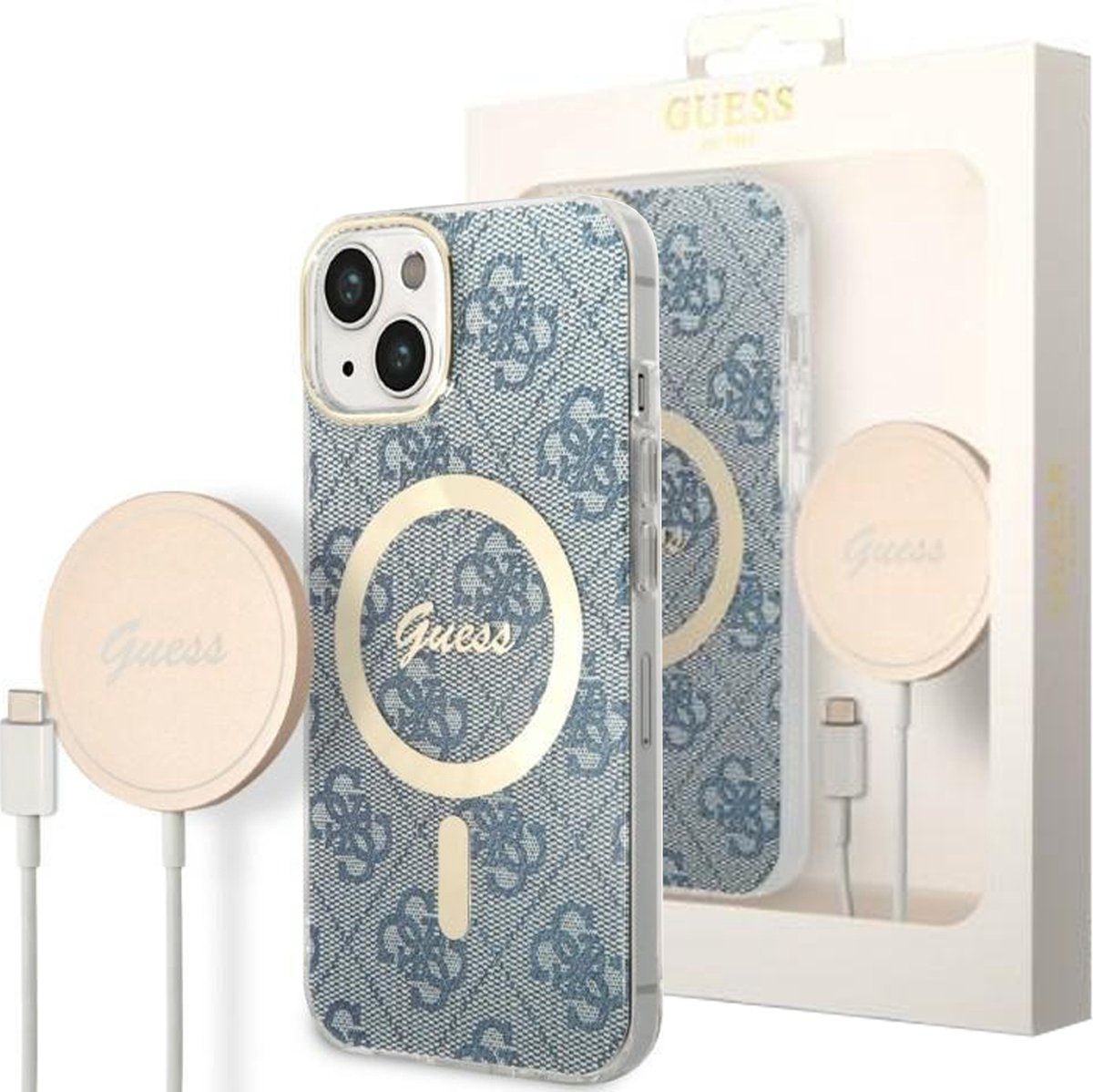 Guess 4G MagSafe Back Case - Apple iPhone 14 (6.1") - Blauw