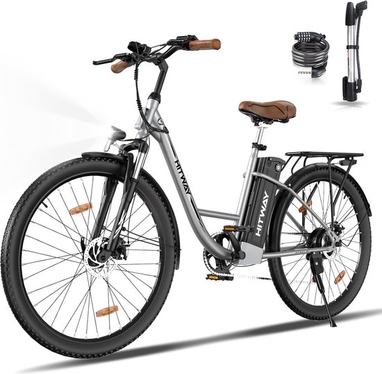 Hitway Elektrische Fiets BK31 - Trendy 28 Inch City Commuter EBike met Afneembare 36V 13Ah Lithium Batterij - Damesfiets - E-Bike met 250W Motor - 7 Versnellingen - IP54 Waterdicht
