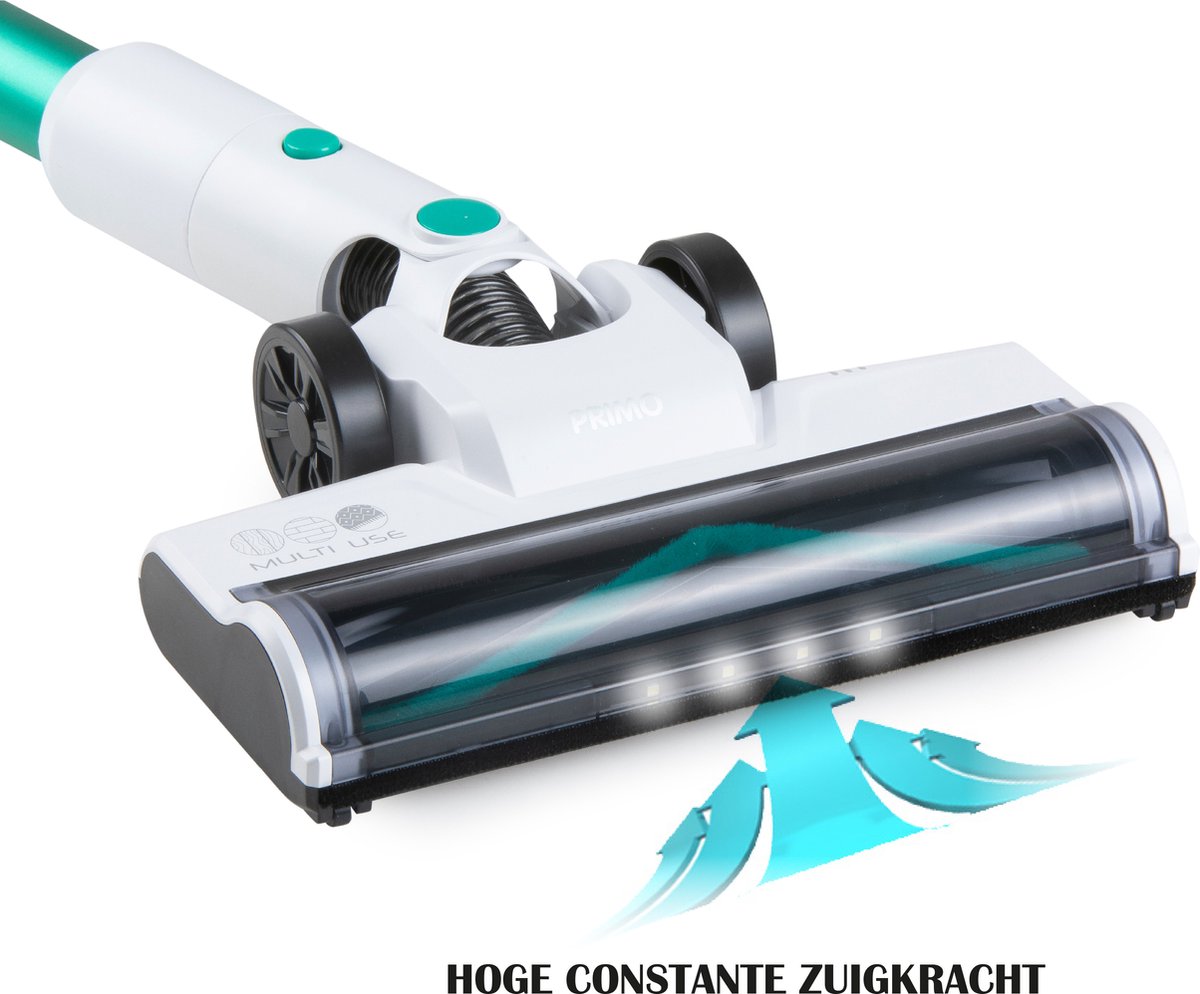 PRIMO PR510SV 3-in-1 Steelstofzuiger Draadloos - Stofzuiger zonder zak - Kruimelzuiger - Flexibele steel - Wit/Groen – foto 8