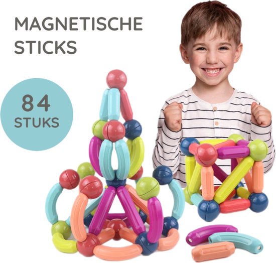 Foto: Magnetische staafjes 84 stuks educatief constructiespeelgoed magnetische sticks bouwblokken montessori educatief speelgoed magnetische blokken stem