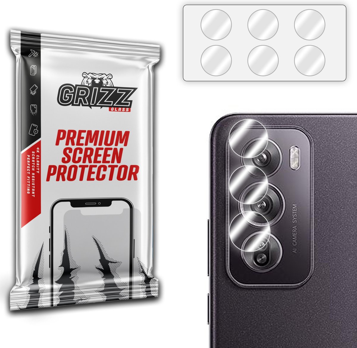 GrizzGlass HybridGlass Camera Protector (2 stuks) voor Oppo Reno12 Pro - Transparant