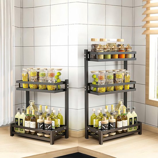 YunNasi 2 Tier Kruidenrek Opbergrek Hoekteller Plank Gebruiksvoorwerp Houder Roestvrij Staal Maximaliseer Keukenruimte Staand Rack Kruiden Flessenplank (Top of the line YunNasi 2 Tier Kruidenrek Opbergrek Hoekteller Plank Gebruiksvoorwerp Houder Roestvrij Staal Maximaliseer Keukenruimte Staand Rack Kruiden Flessenplank (Top of the line