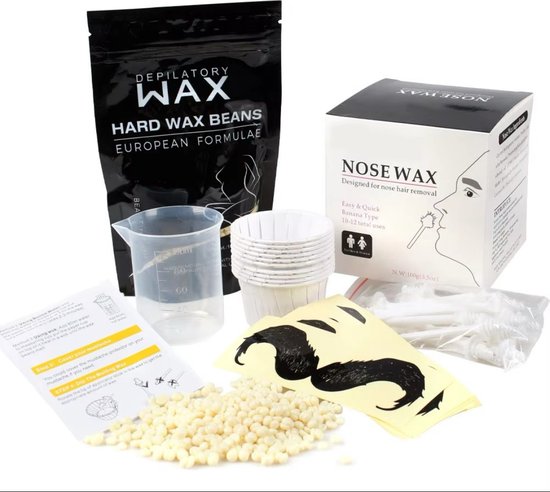 Foto: Neuswax ontharings neus wax set neusontharing neushaartjes verwijderen neushaar waxen nose wax kit wax parels wax strips gezicht 100gr wax beans