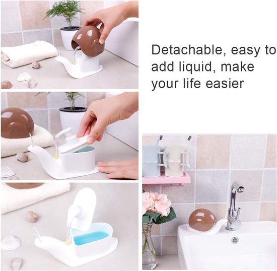 Cute Snail Soap Dispenser - Liquid Soap Dispenser - Snail Shape - Press Style - Hand Lotion Dispenser - Bathroom Accessories voor Countertop - Bruin van Merkloos	 — afbeelding 4