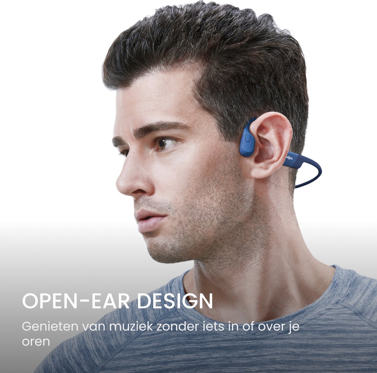Shokz OpenRun USB-C Open-ear Sporthoofdtelefoon – Bone Conduction – Draadloos – IP67 – Blauw thumbnail 8