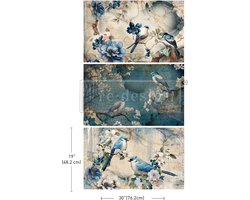 Redesign - Decoupage Tissue Paper PACK - Sapphire Wings - 3vellen 48,2 x 76,2 cm