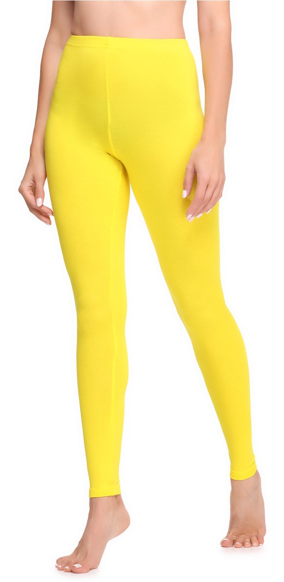 Ladeheid LA-LA40-133-LE Dames Leggings - Sport - Vrijetijdsbroek - Lang - Katoen - Sporbroek - Yogabroek - Geel - XL