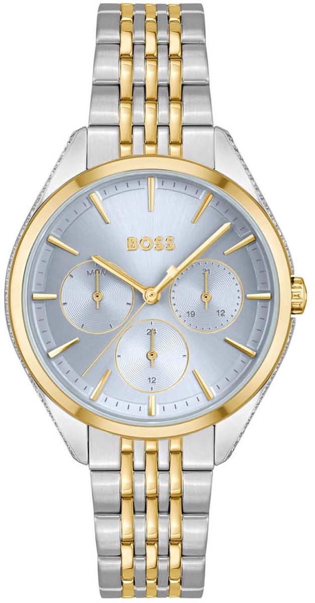 BOSS HB1502702 SAYA Dames Horloge - Mineraalglas - Staal - Zilverkleurig - 38 mm breed - Quartz - Vouw-Vlindersluiting - 3 ATM (spatwater)